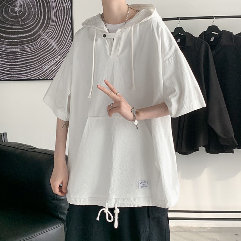 Áo Hoodie Tay Ngắn Thời Trang Mùa Hè Dễ Phối Đồ Cho Nam Và Nữ