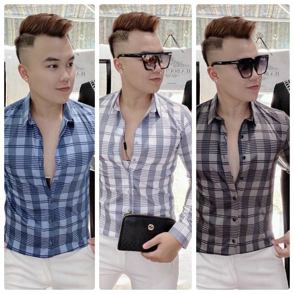 Áo sơ mi Nam dài tay cao cấp caro lụa, nhiều màu trẻ trung, hàng chuẩn Shop - New Hot | BigBuy360 - bigbuy360.vn