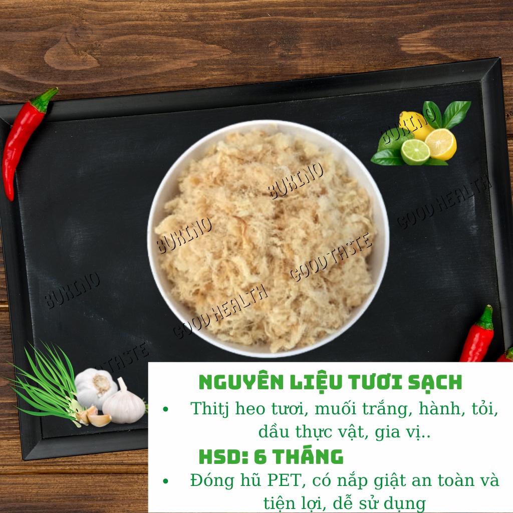Chà bông xù BUKINO hộp 250gr, đồ ăn vặt chà bông heo thơm ngon an toàn vệ sinh thực phẩm Hà Nội, ship hỏa tốc