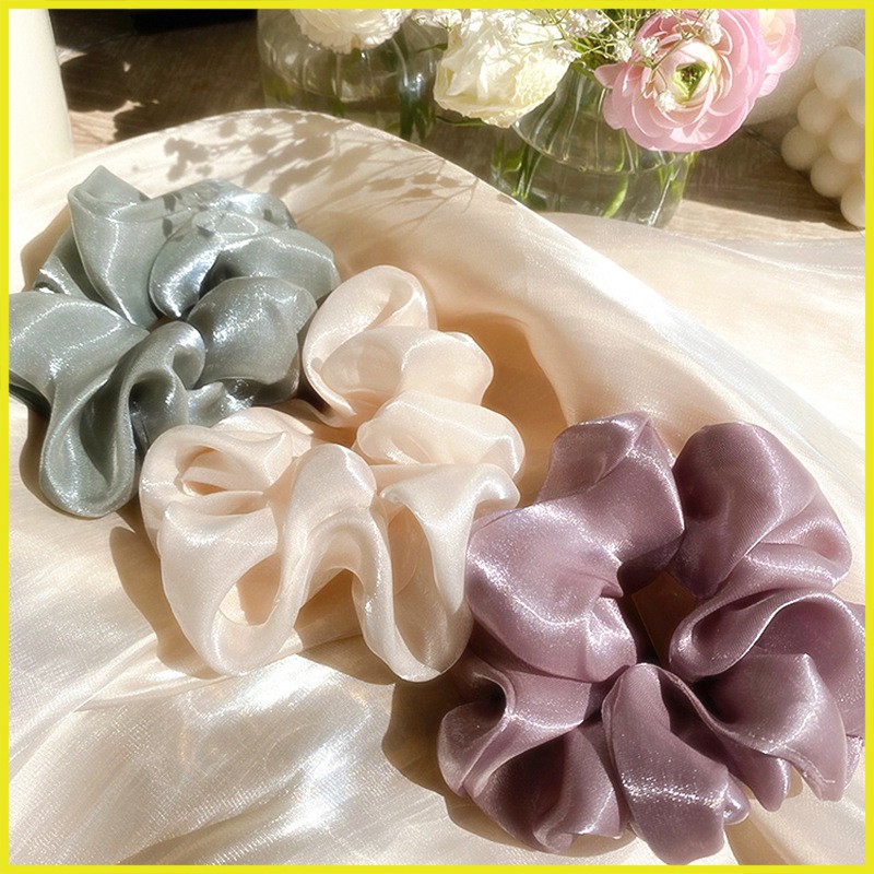 (CHỌN MÀU) Dây Buộc Tóc Vải Scrunchies Phi Bóng Trơn Loại Đẹp XIC44