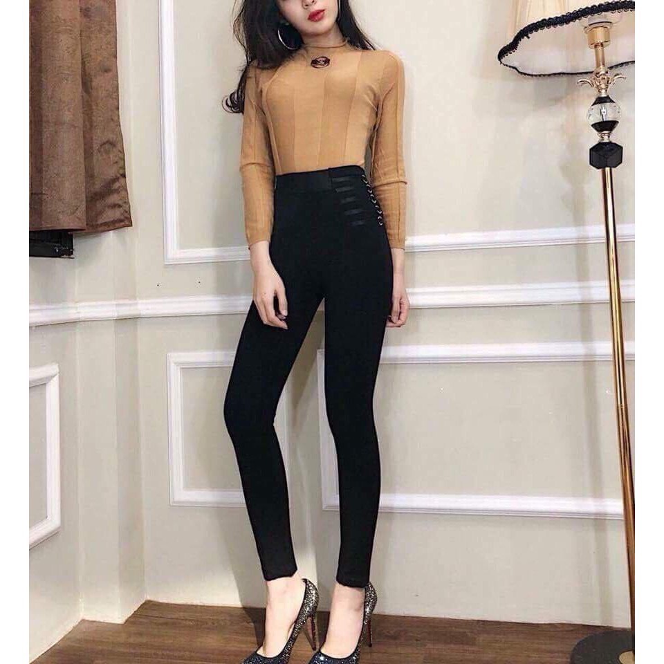 Quần Legging Nữ Gen Bụng Cạp Cao Nâng Mông Phong Cách Đính Khuy 2 Bên Dora Style