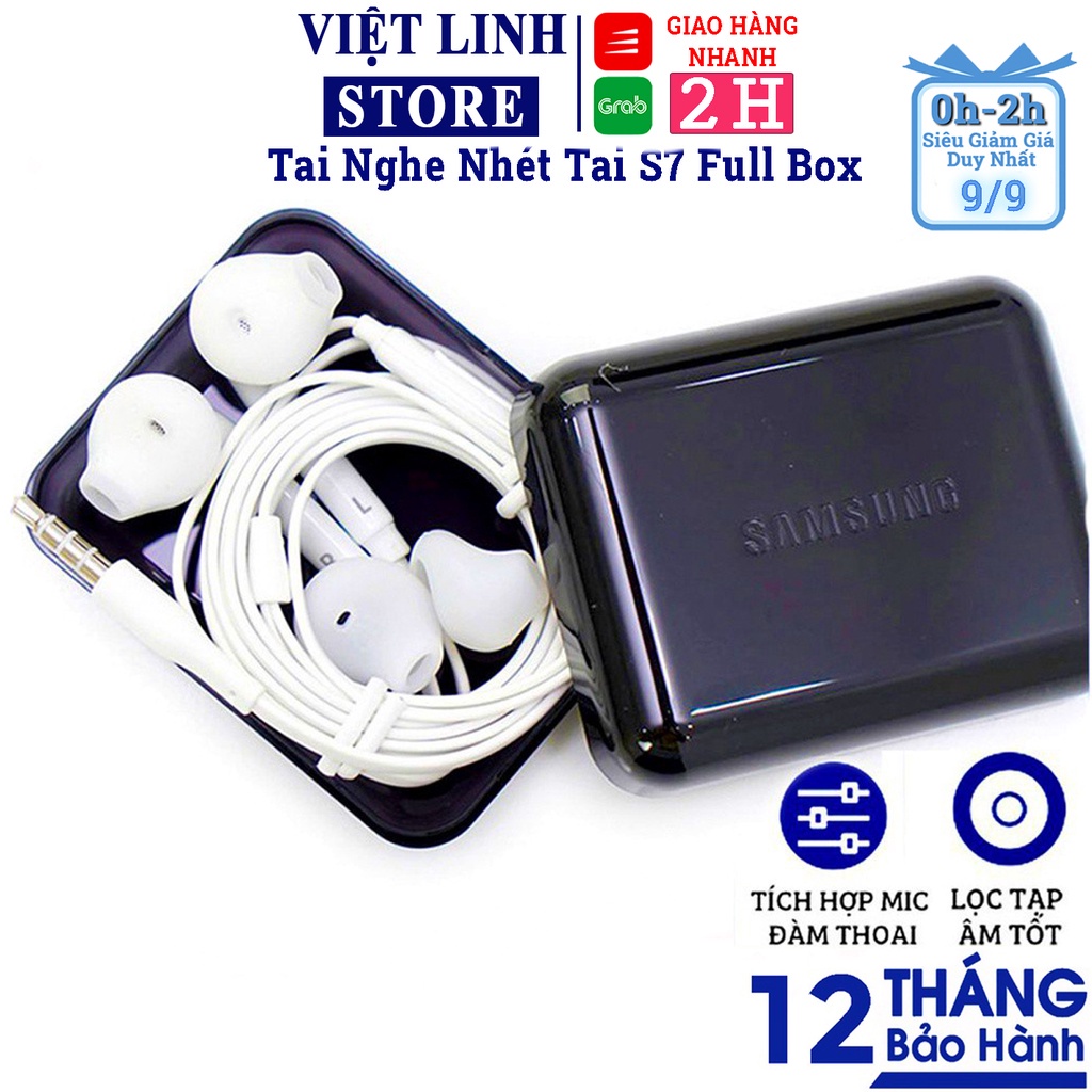 Tai Nghe nhét tai s7, tai nghe chân tròn 3.5mm. âm bass chất lượng rõ ràng, hàng full box - Việt Linh Store