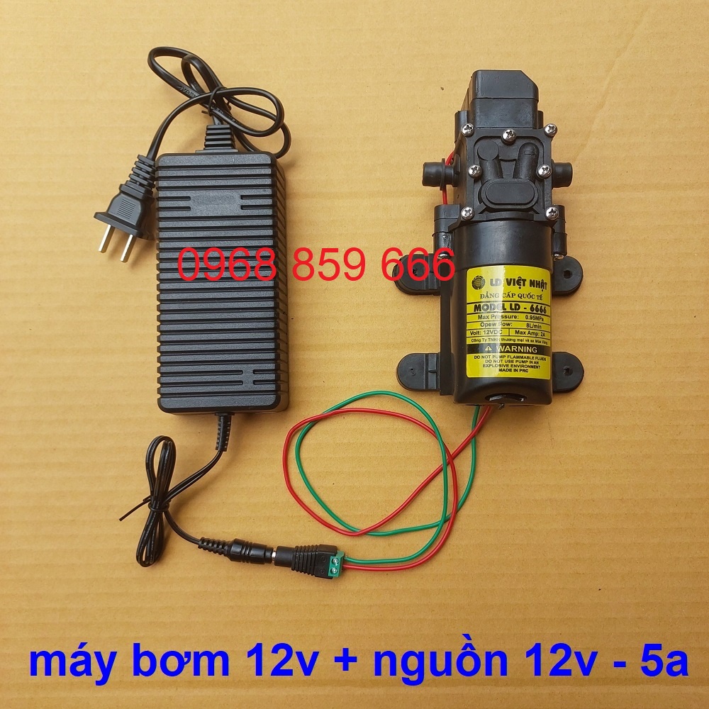 Bộ máy bơm tăng áp mini 12v kèm nguồn 12V-5A