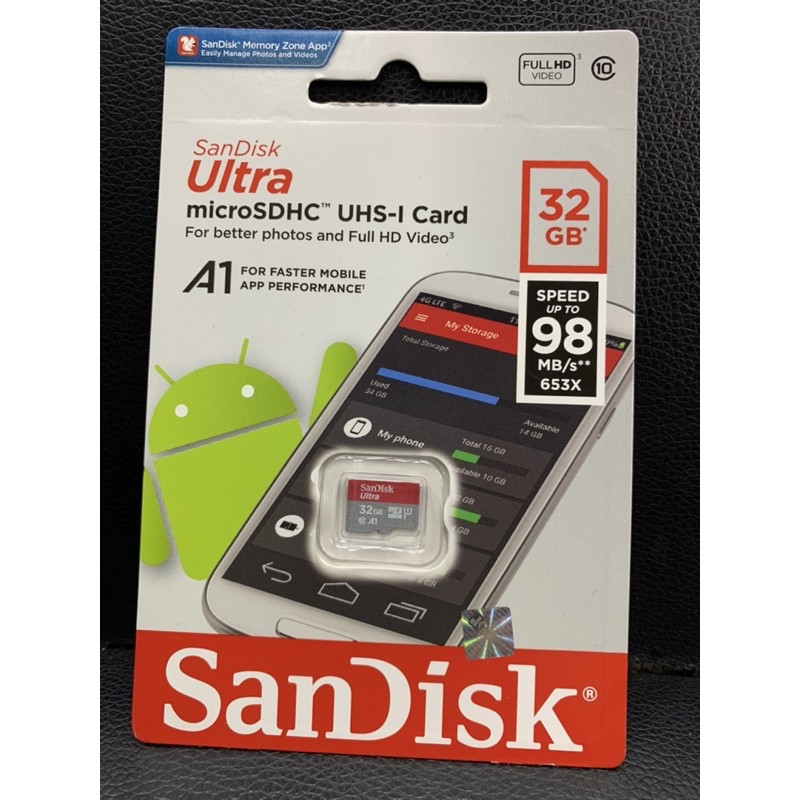 Thẻ Nhớ Sandisk Ultra Micro Sd Uhs-i A1 98mbps 32gb Siêu Mỏng