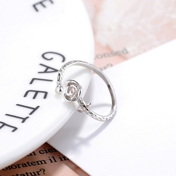 Nhẫn bạc hoa hồng có gai phong cách Hàn Quốc xinh xắn dễ thương