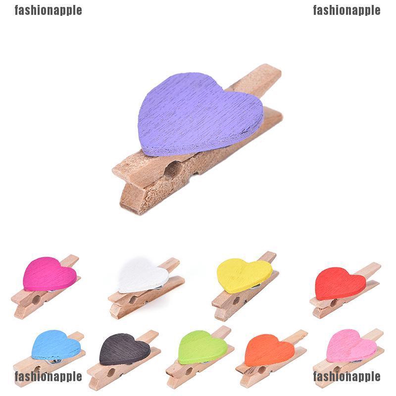 Bộ 20 kẹp gỗ hình trái tim mini dễ thương