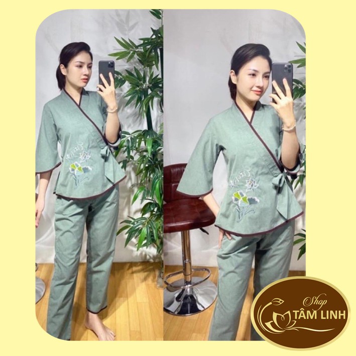 Đồ Lam Đi Chùa _Nhật Nơ Hoa Thêu
