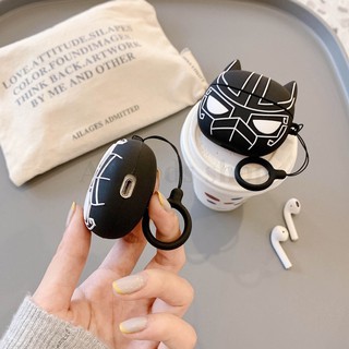 Ốp Airpods 1/2, Airpods Pro Black Panther móc dây silicon 3d cao cấp