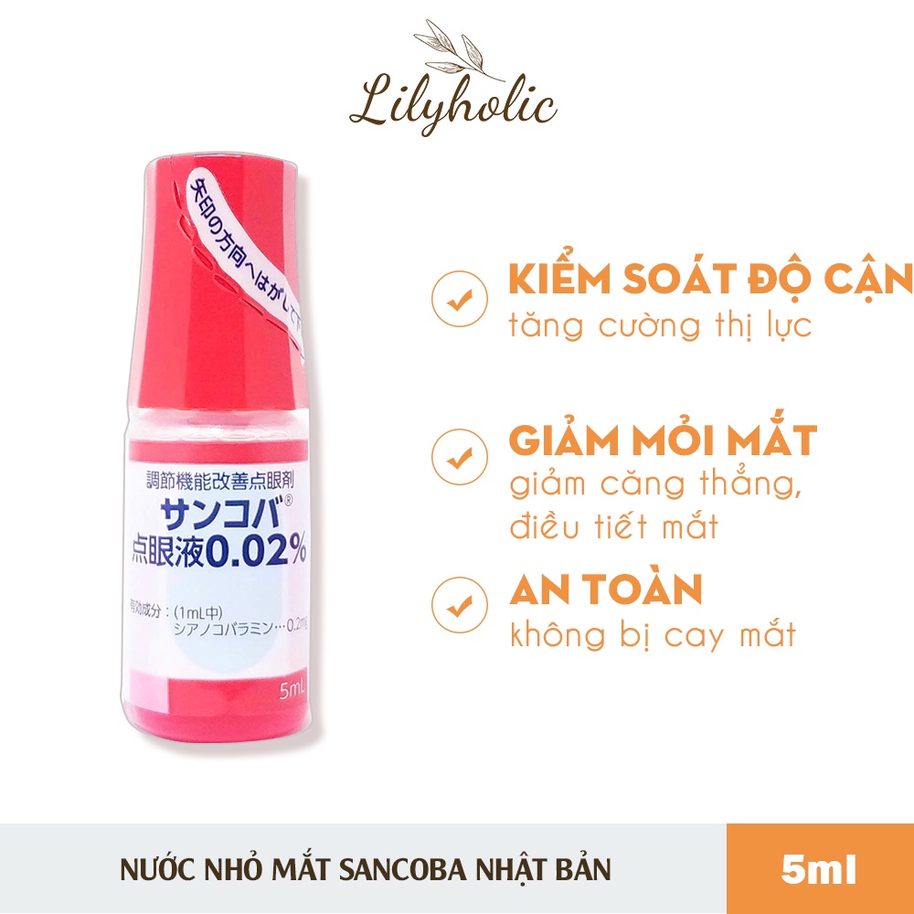 Nước nhỏ mắt cận Sancoba của Nhật Bản 5ml, hỗ trợ tăng cường thị lực, điều tiết chứng mỏi mắt