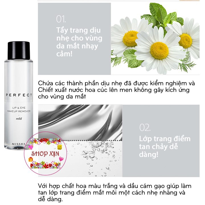 Nước Tẩy Trang Mắt Môi Dịu Nhẹ Missha Perfect Lip Eye Make Up Remover (3 loại)