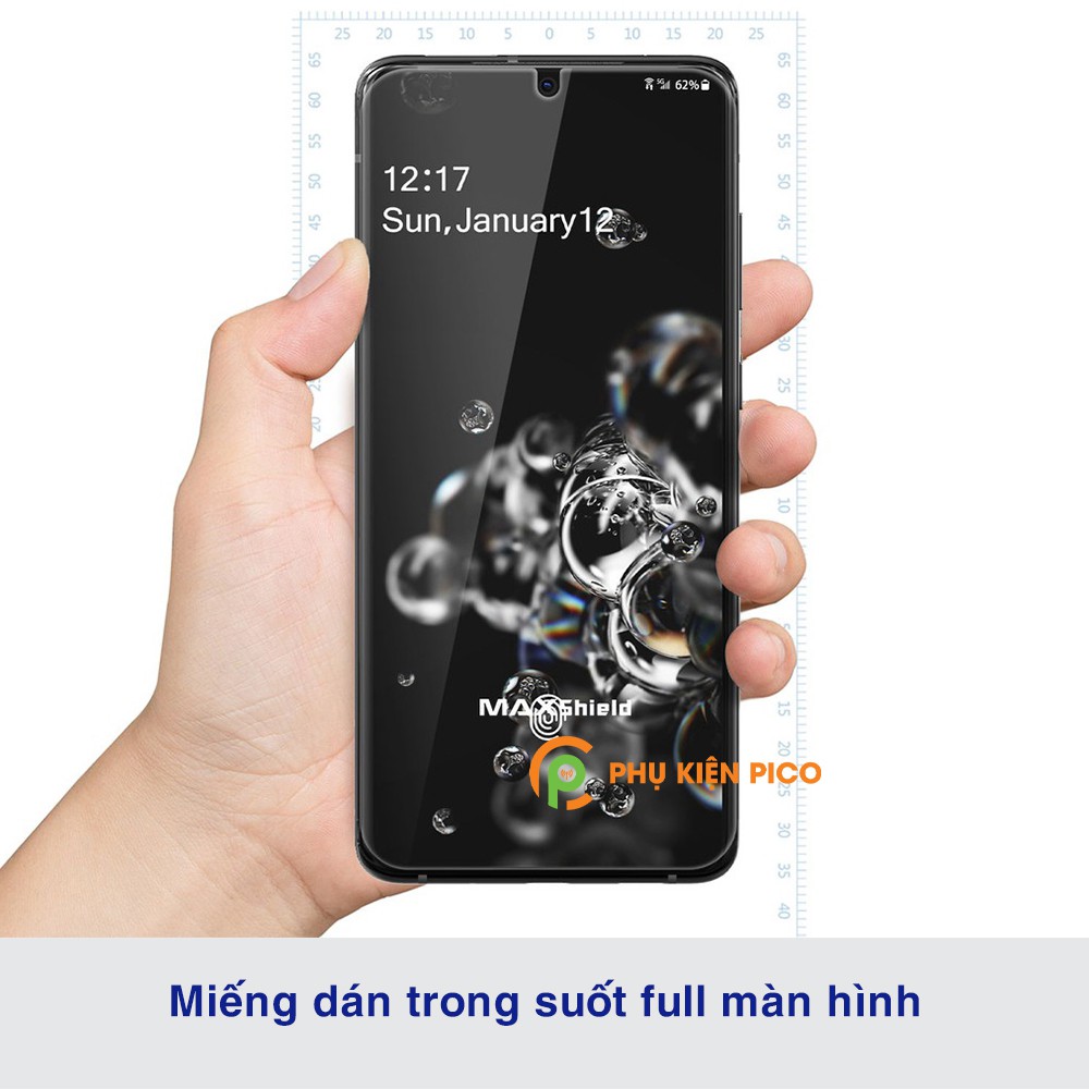 Dán màn hình Samsung Galaxy S20 Ultra full màn nhận vân tay PPF dẻo trong suốt tự phục hồi vết xước chính hãng Maxshield
