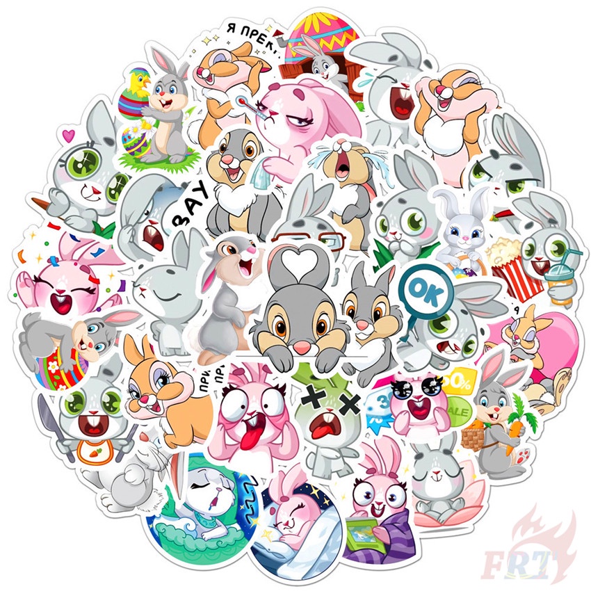 ❉ Cute Funny Rabbit Bunny Series 02 Stickers ❉ 50Pcs/Set DIY Fashion Waterproof Decals Doodle Stickers