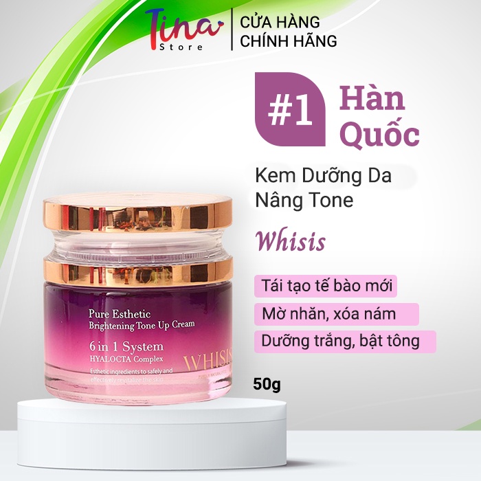 Kem Dưỡng, Nâng Tone WHISIS Pure Esthetic Brightening Tone Up Cream Chứa Niacinamide 50g - 3W050