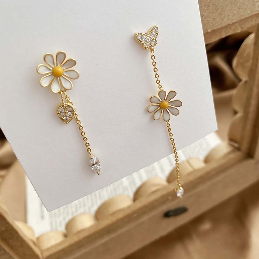 Bông Tai Dáng Dài Hình Hoa Cúc Xinh Xắn Cho Nữ