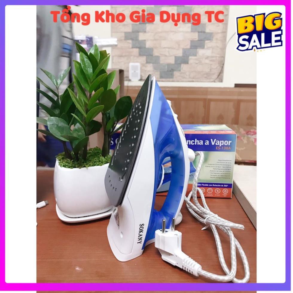 Bàn là khô phun nước, bàn ủi khô phun nước 2 in 1 Sokany Steam Iron model ES-138A công suất 1400W