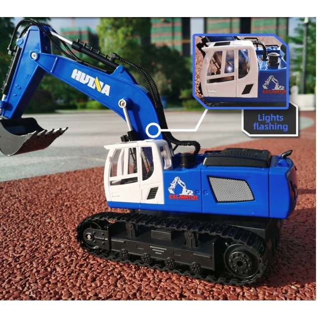 Máy xúc điều khiển từ xa Huina1558 gầu múc kim loại tỉ lệ 1:18