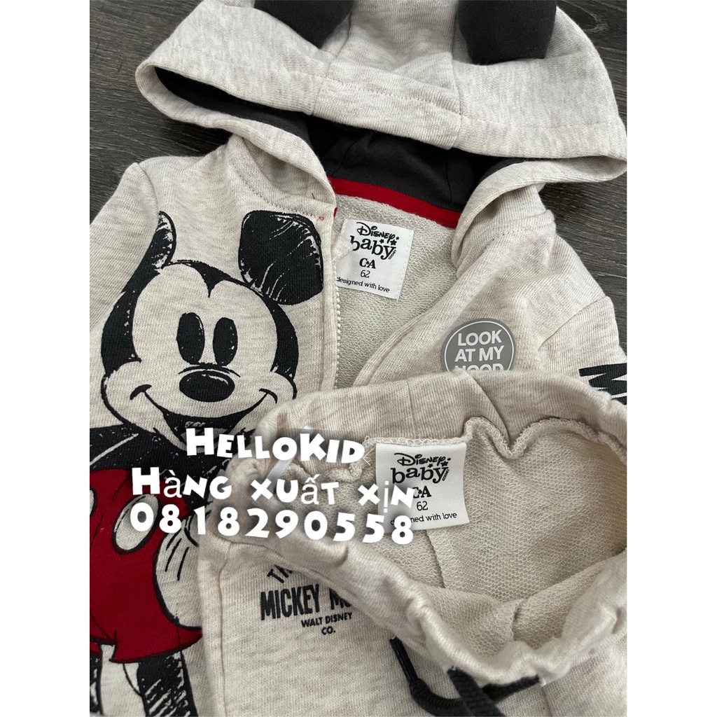 B413 - Bộ khoác nỉ da cá mickey nude bé trai &amp; bé gái