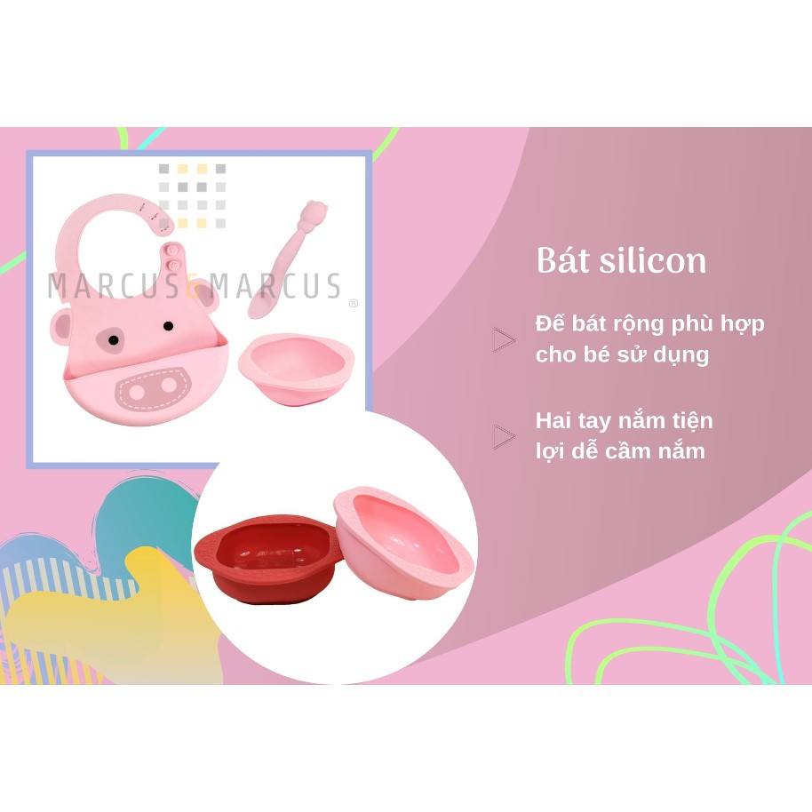 [Mã LTP50 giảm 50000 đơn 150000] Bộ đồ dùng ăn dặm silicon Baby Marcus & Marcus, cho bé từ 6 tháng - Pokey