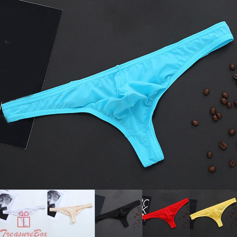 Mens Sexy Sheer Thong Underwear Low-Rise Stretch Bikini G-String T-Back Briefs