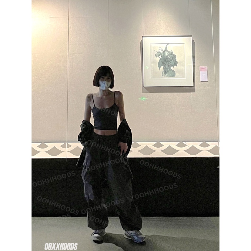 Cocory vn Quần Dài Lưng Cao Ống Rộng Phối Dây Rút Phong Cách Đường Phố Mỹ Cá Tính Cho Nữ