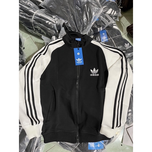 Áo Khoác adidas Chống Nắng 3 Sọc Trắng Đen