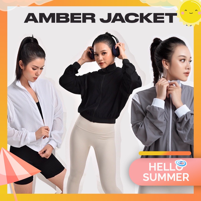 Áo Khoác Thể Thao Nữ Chắn Gió Che Nắng Amber Jacket ( chất liệu cao cấp, mỏng nhẹ, đạp xe