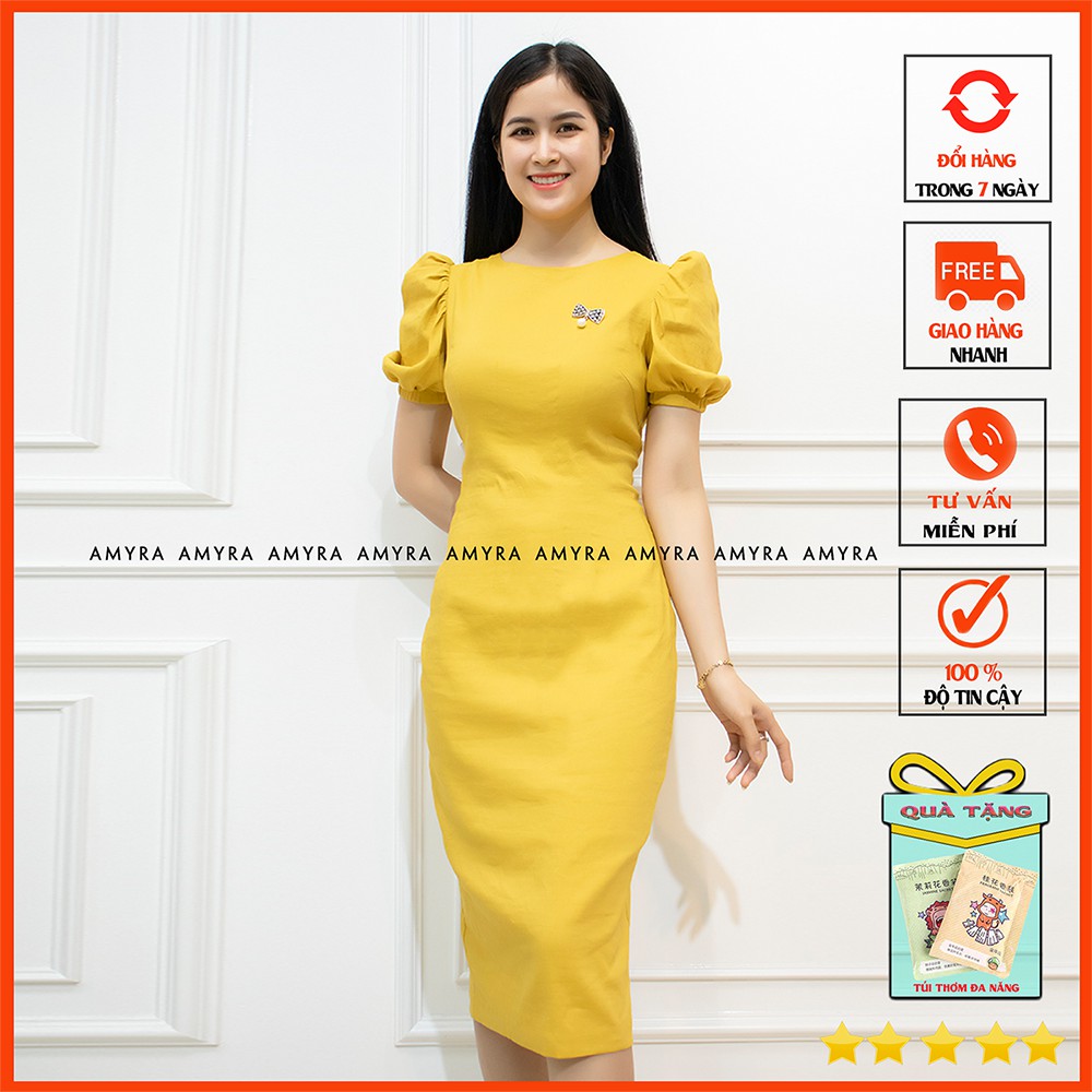 [Mã WAMT1505 giảm 10K đơn 0K] Đầm body dự tiệc 💖 FREESHIP 💖 xẻ tà - Váy trắng body vải linen - AMYRA DA01 | BigBuy360 - bigbuy360.vn