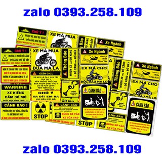 combo 14 tem cảnh báo logo cảnh báo dán xe