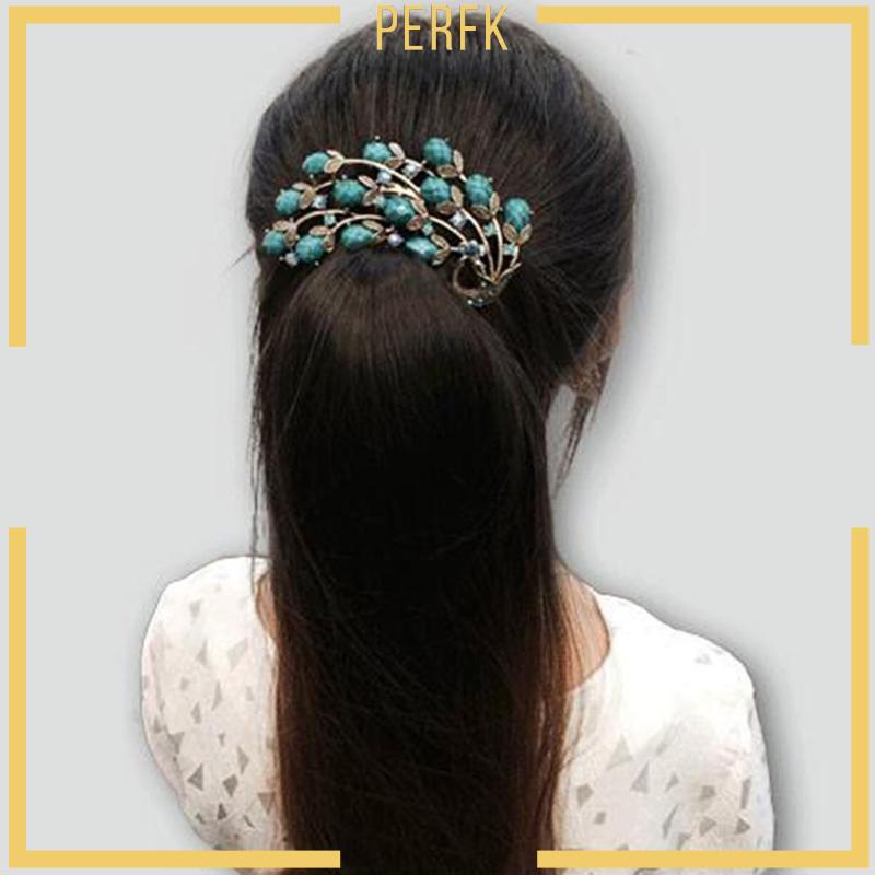 Lược Cài Tóc Hình Con Công Đính Đá Nhân Tạo Thời Trang