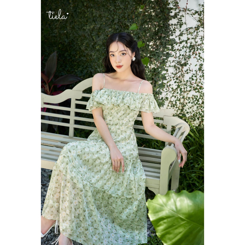 TIELA Đầm váy hoa trễ vai bèo nhún -P osay Dress