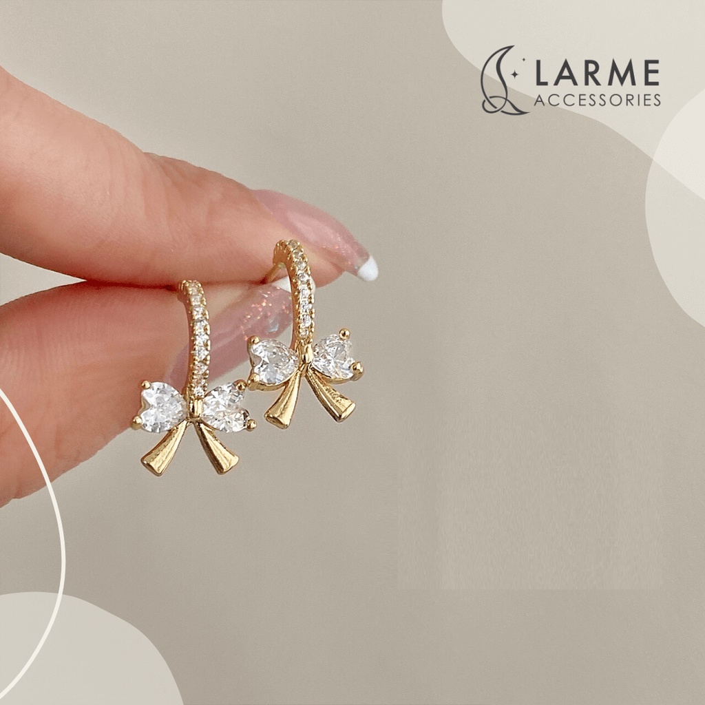 Khuyên tai nữ nơ tiểu thư xinh xắn Larme accessories -KT0190