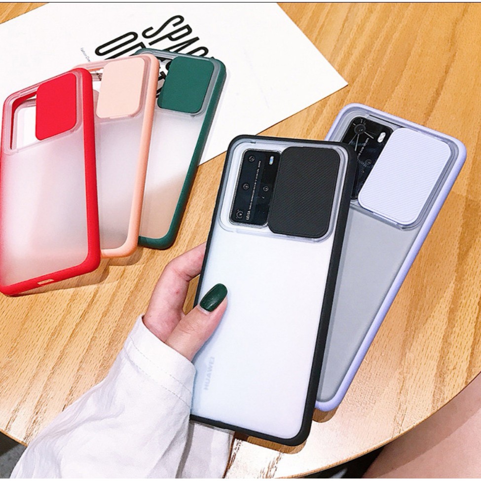 Ốp lưng chống sốc dành cho điện thoại P40/ P40 Pro có nắp trượt bảo vệ Camera