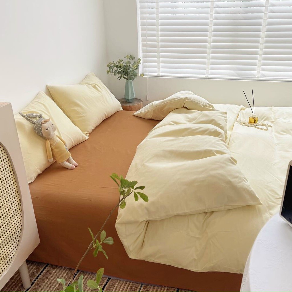 Bộ Chăn Ga Cotton Tici Cao Cấp CÓ CHĂN CHẦN BÔNG SẴN RUỘT BÊN TRONG  Phong Cách Hàn Quốc Đủ Size Đủ Màu