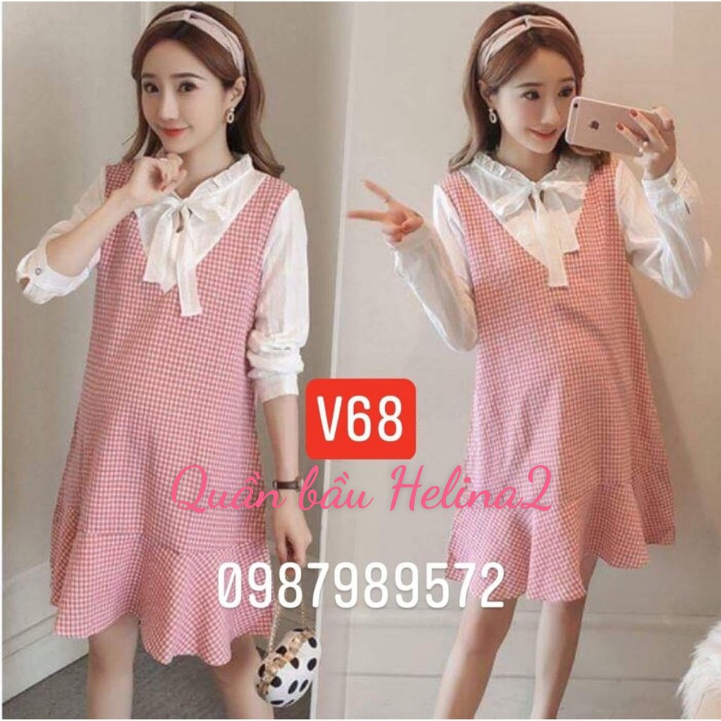 Váy bầu  thiết kế đuôi cá nhẹ nhàng cho mẹ bầu đi làm đi chơi đều đẹp V68
