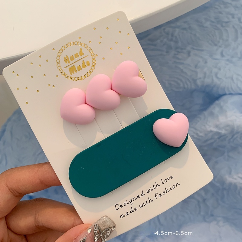 Set 2 kẹp tóc bb hình trái tim nhiều màu sắc phong cách Hàn Quốc dễ thương