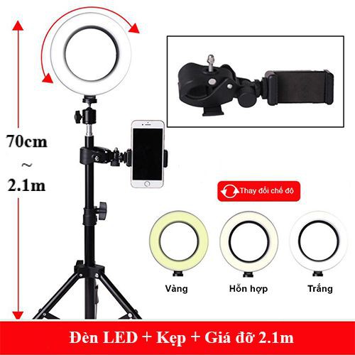 ĐÈN HỖ TRỢ BÁN HÀNG, LIVE STREAM, CHỤP HÌNH MAKE UP, CHỤP HÌNH SẢN PHẨM, BÁN HÀNG...3 CHẾ ĐỘ SÁNG SIZE 20-26-34-45-54cm