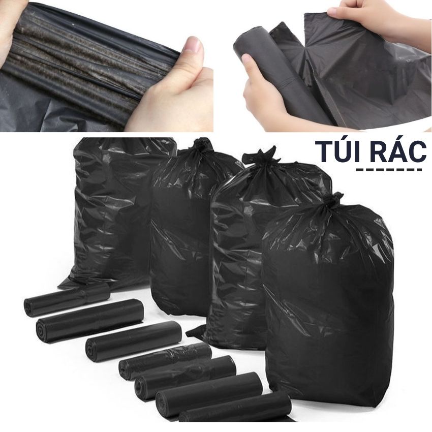 Combo 3 cuộn túi đựng rác tự phân hủy sinh học TAHUFA, túi rác màu đen không gây hại môi trường dùng một lần Angola