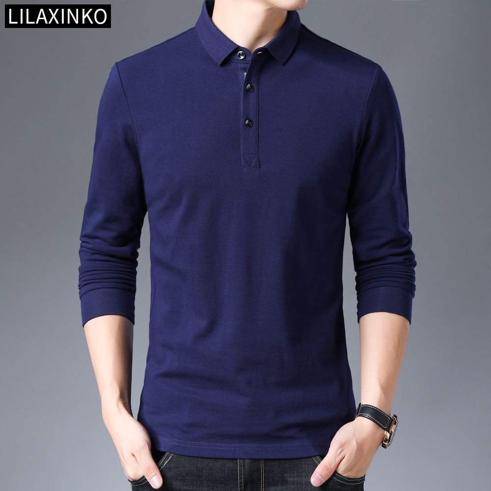 Áo Thun Polo Tay Dài Vải Cotton 3 Màu Thời Trang Thu Đông Cho Nam