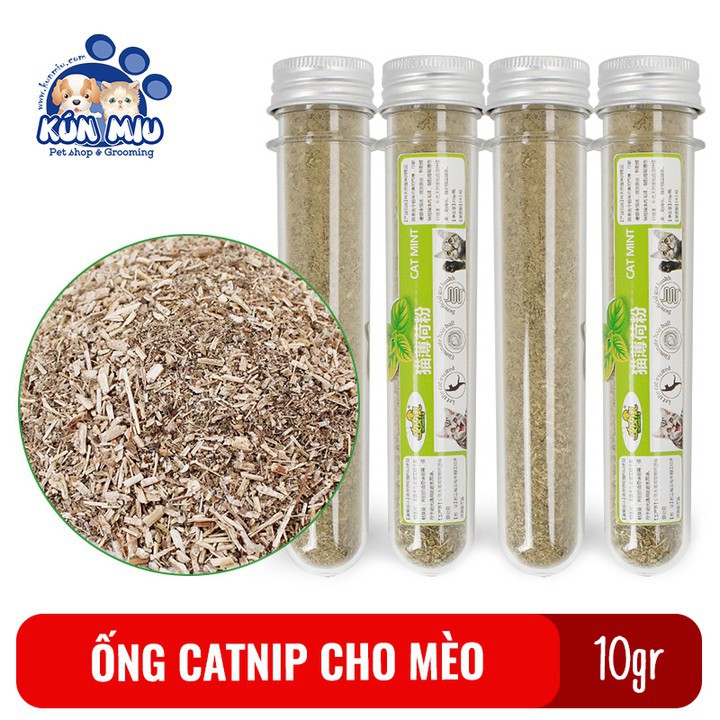 Ống cỏ bạc hà mèo, Catnip cho mèo Kún Miu thư giãn cho mèo 10gr