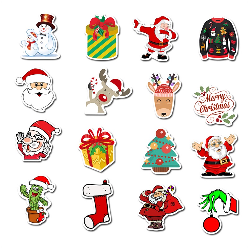Set 50 Nhãn Dán Trang Trí Hình Ông Già Noel Dễ Thương