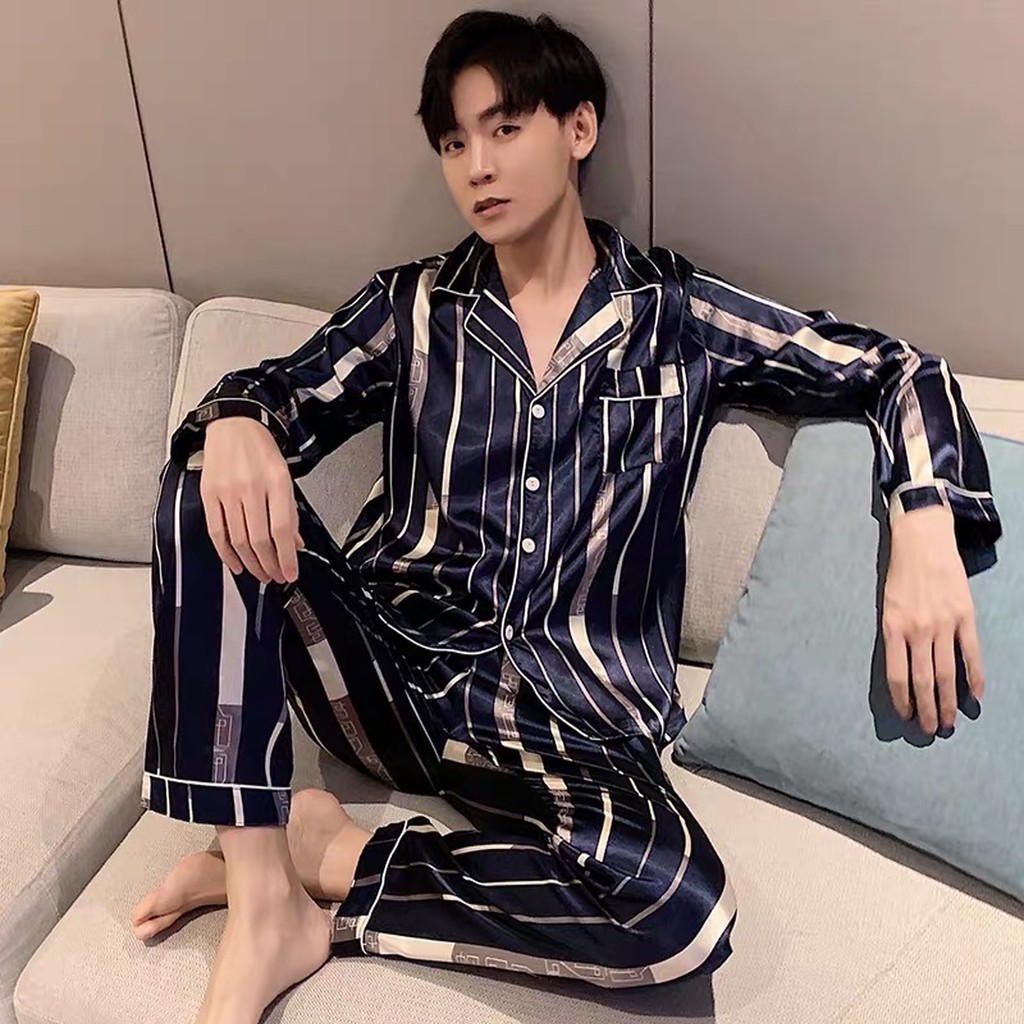 Set đồ bộ Pijama nam mặc nhà siêu chất - Đồ mặc nhà nam chất lụa satin mềm mịn ko nhăn (Hàng có sẵn)