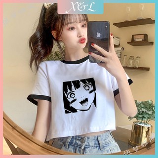 [X&L] Áo thun nữ tay ngắn dễ thương   áo thun khoét rốn lưng cao mẫu mới mùa hè   Áo Croptop