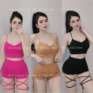 Sét bộ áo hai dây rút ngực quần đùi rút hai bên chất thun dày dặn thời trang nữ sexy 🌸❤️⭐️😜❤️🌸tn09