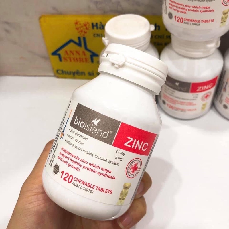 VIEN UỐNG BỔ SUNG KẼM  BIOISLAND ZINC - 120 viên CHO BÉ TỪ 1 TUỔI XUẤT XỨ ÚC