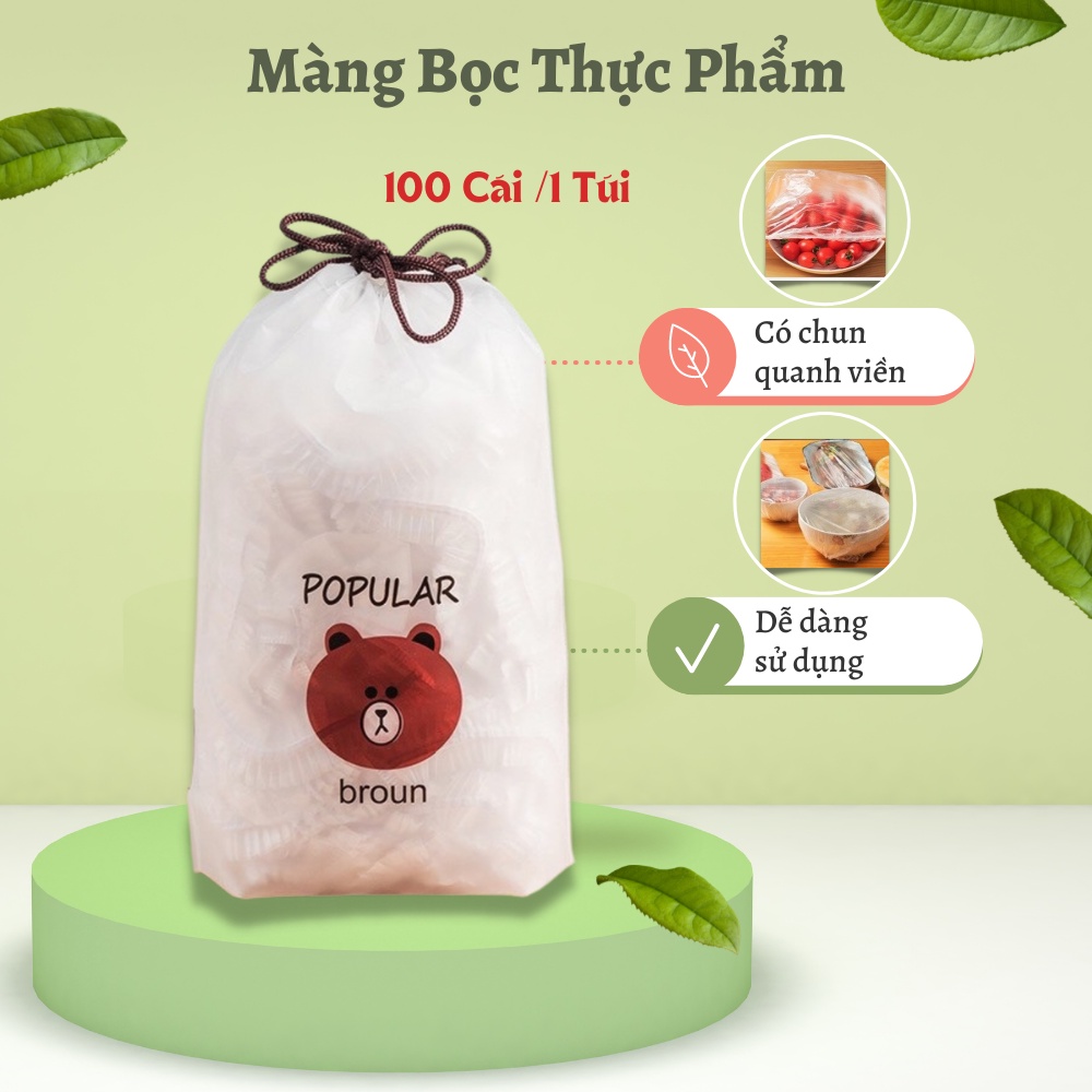 Màng Bọc Thực Phẩm Co Giãn Siêu Dai Có Chun Túi 100 Chiếc An Toàn Vệ Sinh