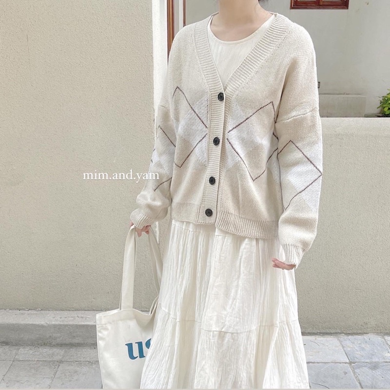 Cardigan quả trám 2 màu