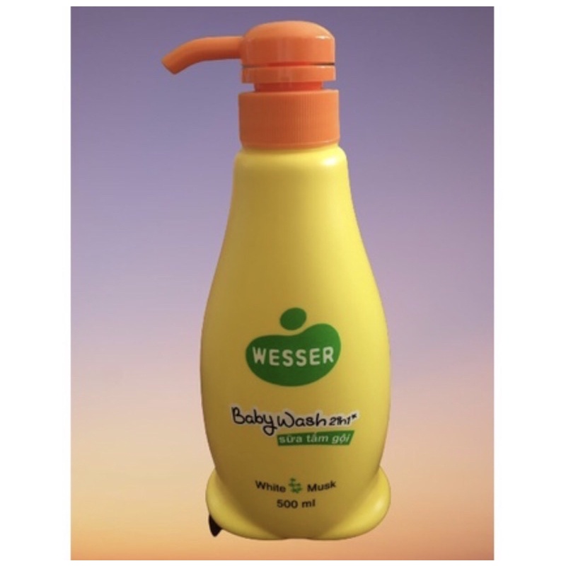 Sữa tắm gội Wesser 2 in1 cho bé  hương xạ, hổ phách và hương phấn
