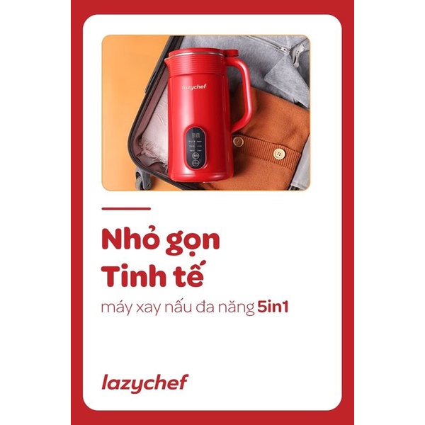 Máy xay nấu đa năng 5 in 1 LazyChef - Máy làm sữa hạt, máy đa năng làm sữa đậu nành,nấu cháo chậm 800ml tặng 1 gói hạt