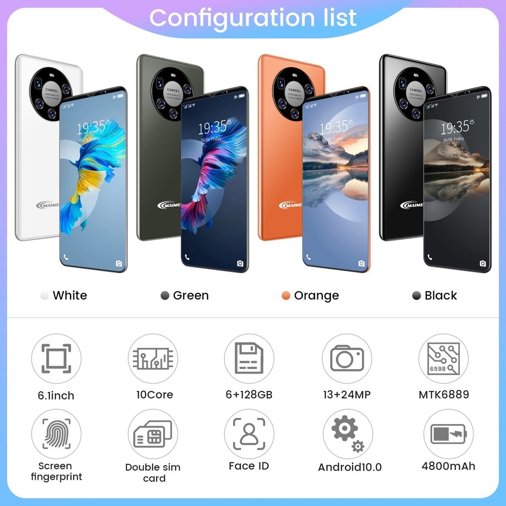 Đang bán điện thoại di động thông minh Mate40 PRO 5g di động 6GB + 128GB 6.1 inch android điện thoại mới