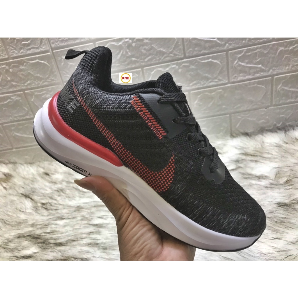 [Freeship + Tặng Kèm Tất] Giày thể thao nam Nike Zoom, Giày Nam Chạy, Đi Bộ Đế Mềm Nike Zoom đen logo đỏ